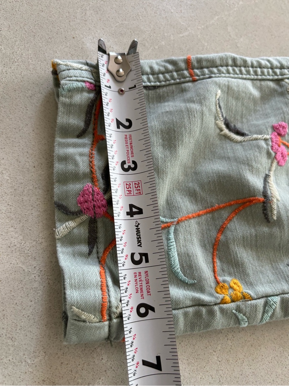 Anthropologie Pilcro Wanderer Embroidered Floral Cargo Pant Sage Pink Size 26 - Picture 13 of 14